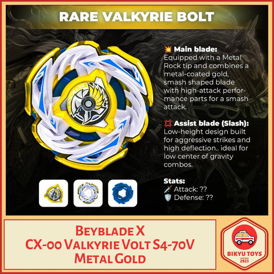Beyblade X CX-00 Valkyrie Bolt 4-70V Booster - Gold Edition Prize Rare Bey Redeem Beycode Asia Takara Tomy