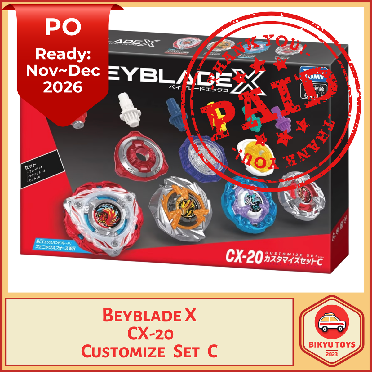Beyblade X CX-20 Customize Set C Takara Tomy