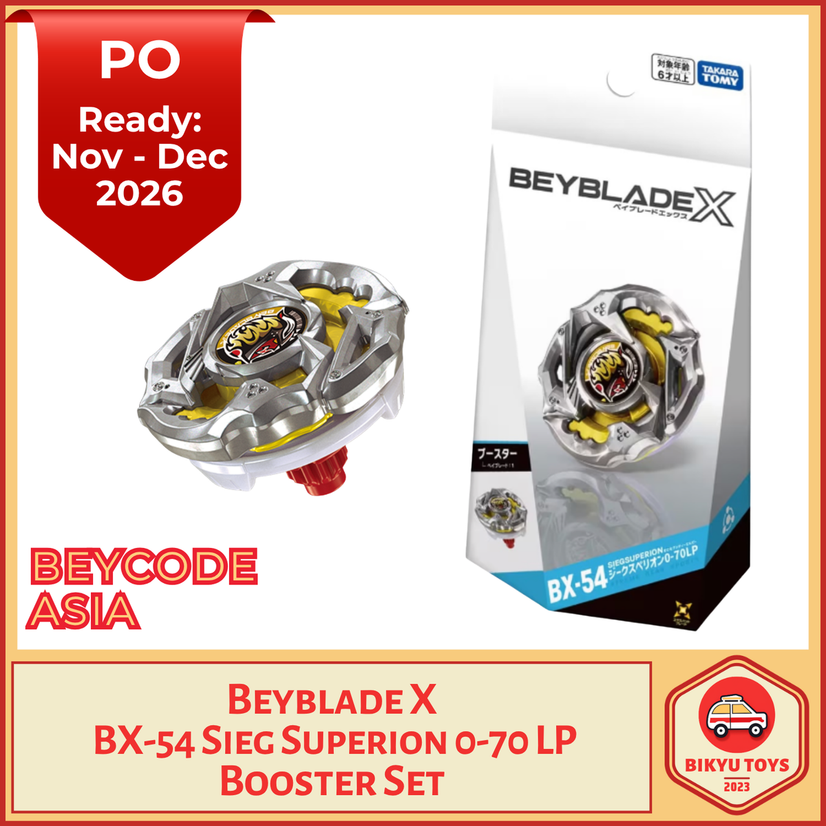 Beyblade X BX-54 Sieg Superion 0-70 LP Booster Set Takara Tomy