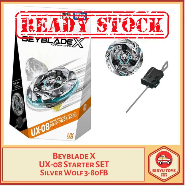Beyblade X UX-08 Silver Wolf Ratchet 3-80 Bit FB Free Ball Starter Set with Launcher META TIER S Takara Tomy TakaraTomy Gasing Gangsing Top