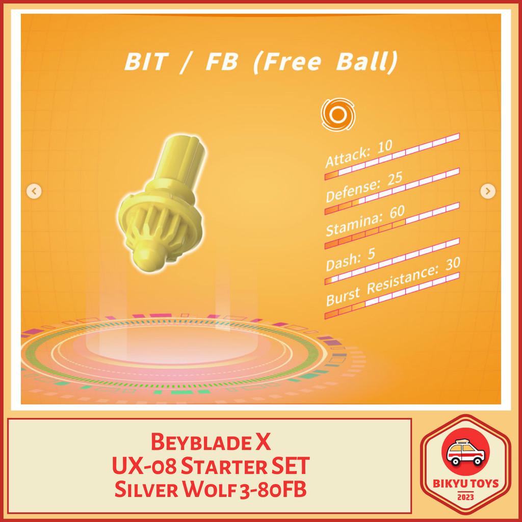 Beyblade X UX-08 Silver Wolf Ratchet 3-80 Bit FB Free Ball Starter Set with Launcher META TIER S Takara Tomy TakaraTomy Gasing Gangsing Top