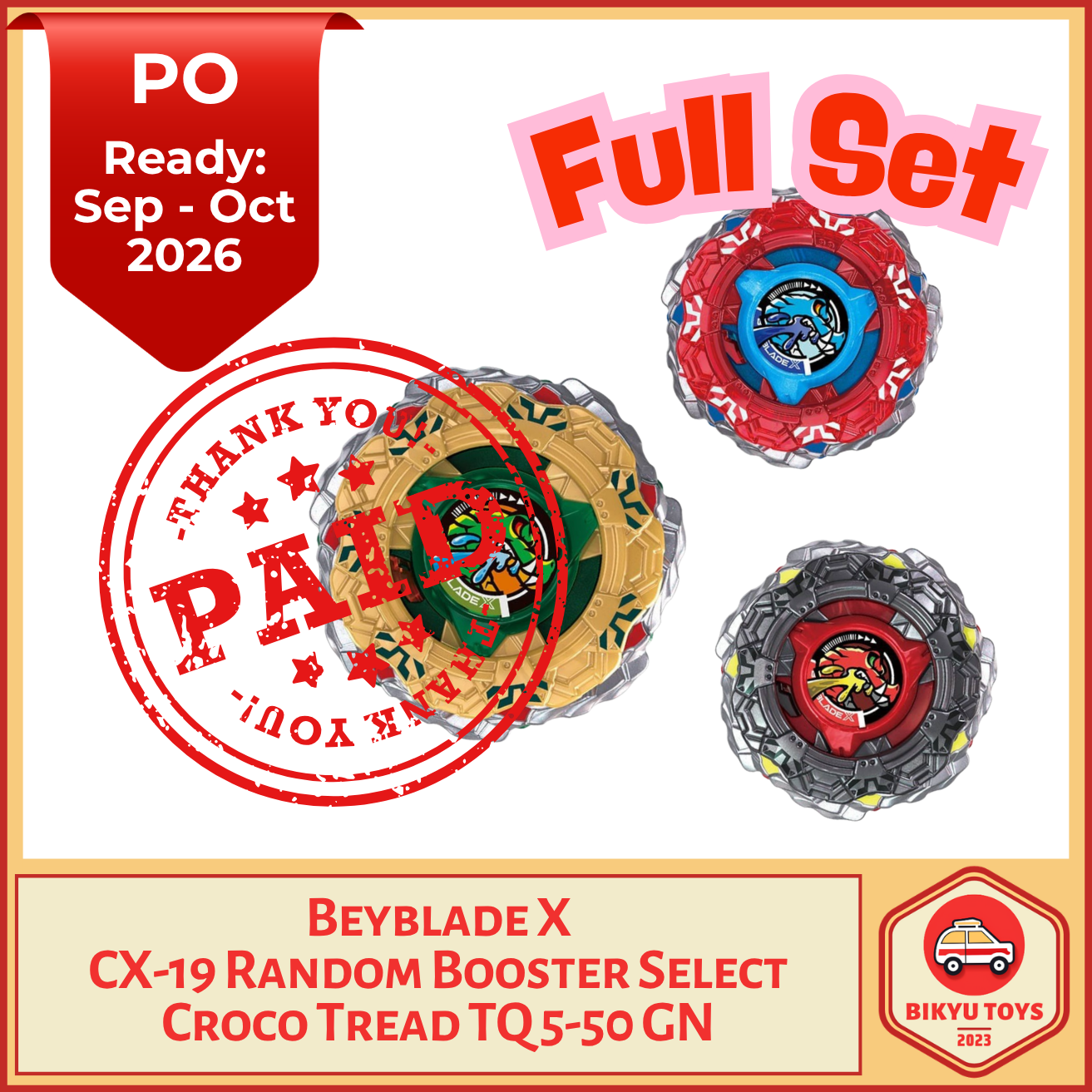 Beyblade CX-19 CrocTread CrocoTread TQ 5-50 GN Random Select Booster Croco Tread