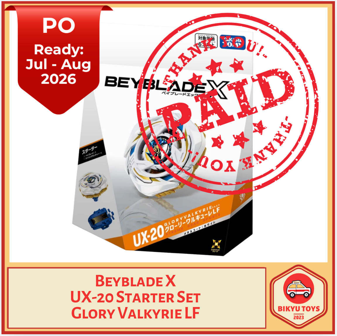 Beyblade X UX-20 Glory Valkyrie LF Starter Set Takara Tomy