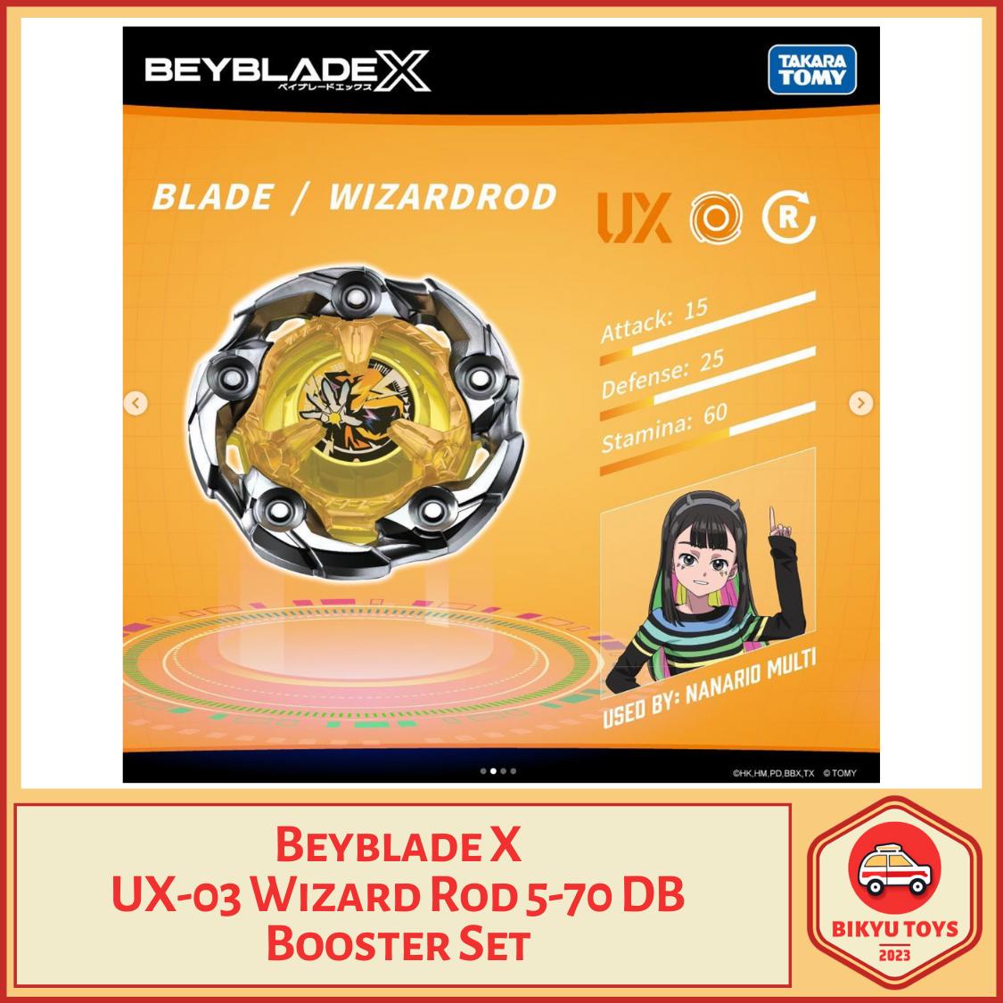 Beyblade X UX-03 Wizard Rod 5-70 DB Booster Set Ratchet Bit Disc Ball Takara Tomy TakaraTomy Gangsin