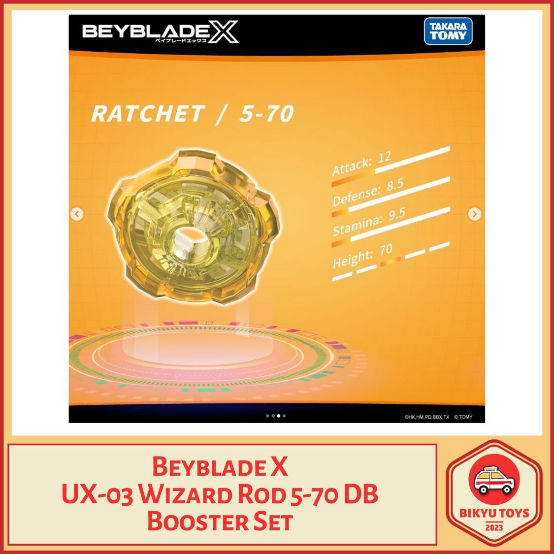 Beyblade X UX-03 Wizard Rod 5-70 DB Booster Set Ratchet Bit Disc Ball Takara Tomy TakaraTomy Gangsin