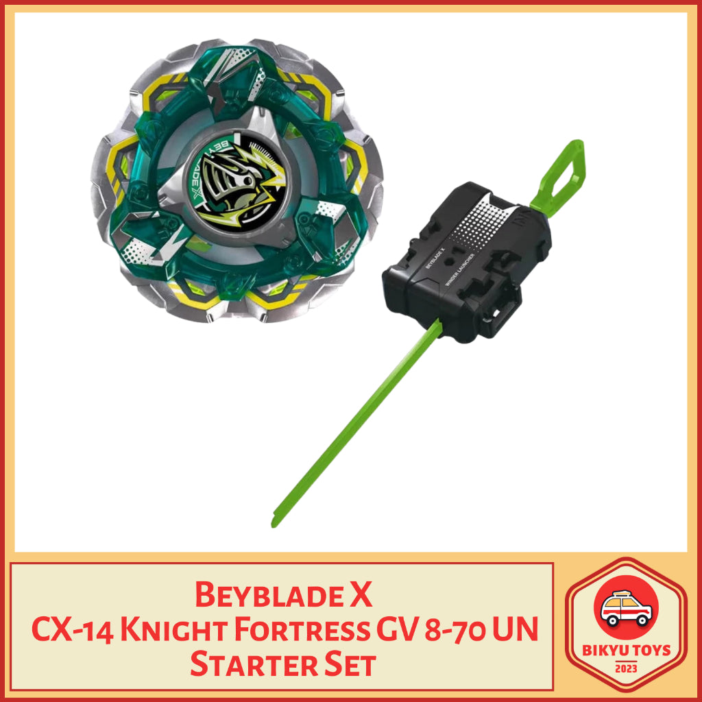Beyblade X CX-14 Knight Fortress GV Guard Vertical 8-70 Bit UN Under Needle Starter Set Takara Tomy