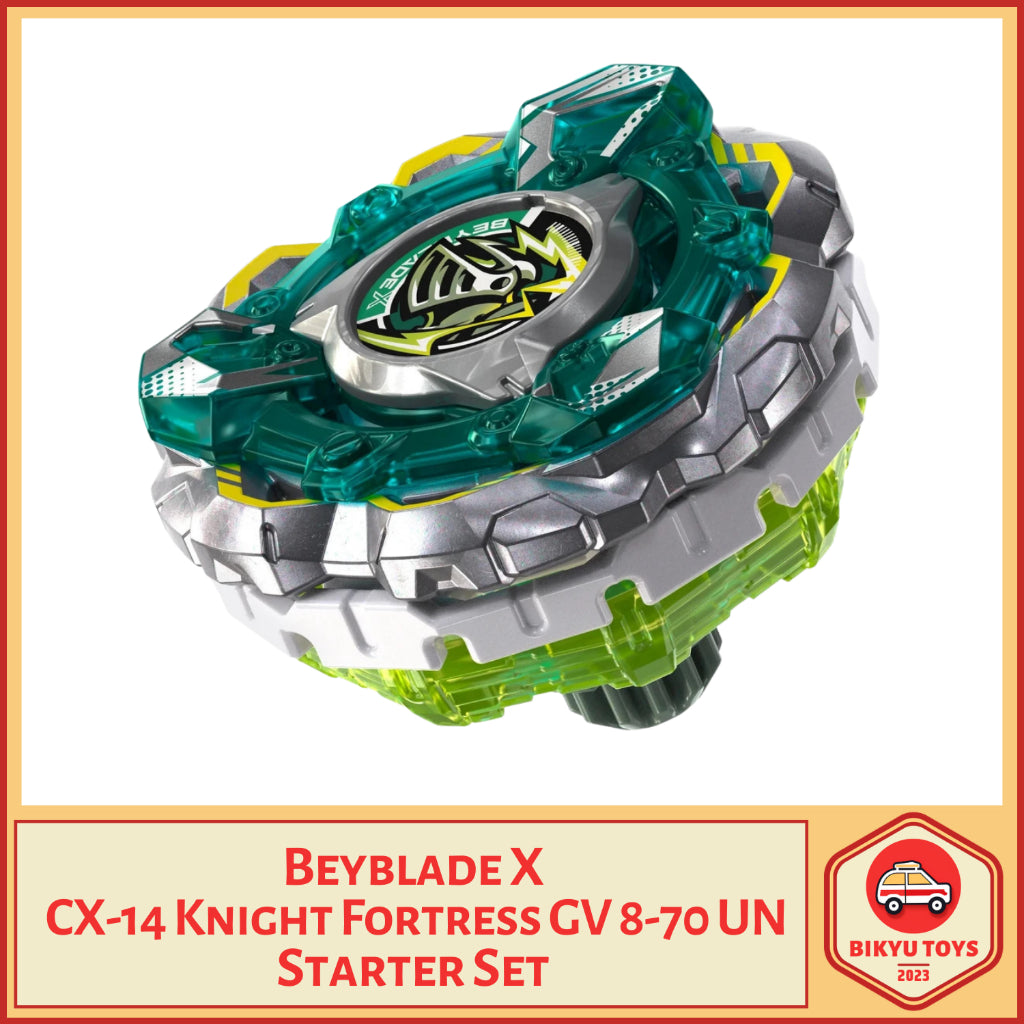 Beyblade X CX-14 Knight Fortress GV Guard Vertical 8-70 Bit UN Under Needle Starter Set Takara Tomy