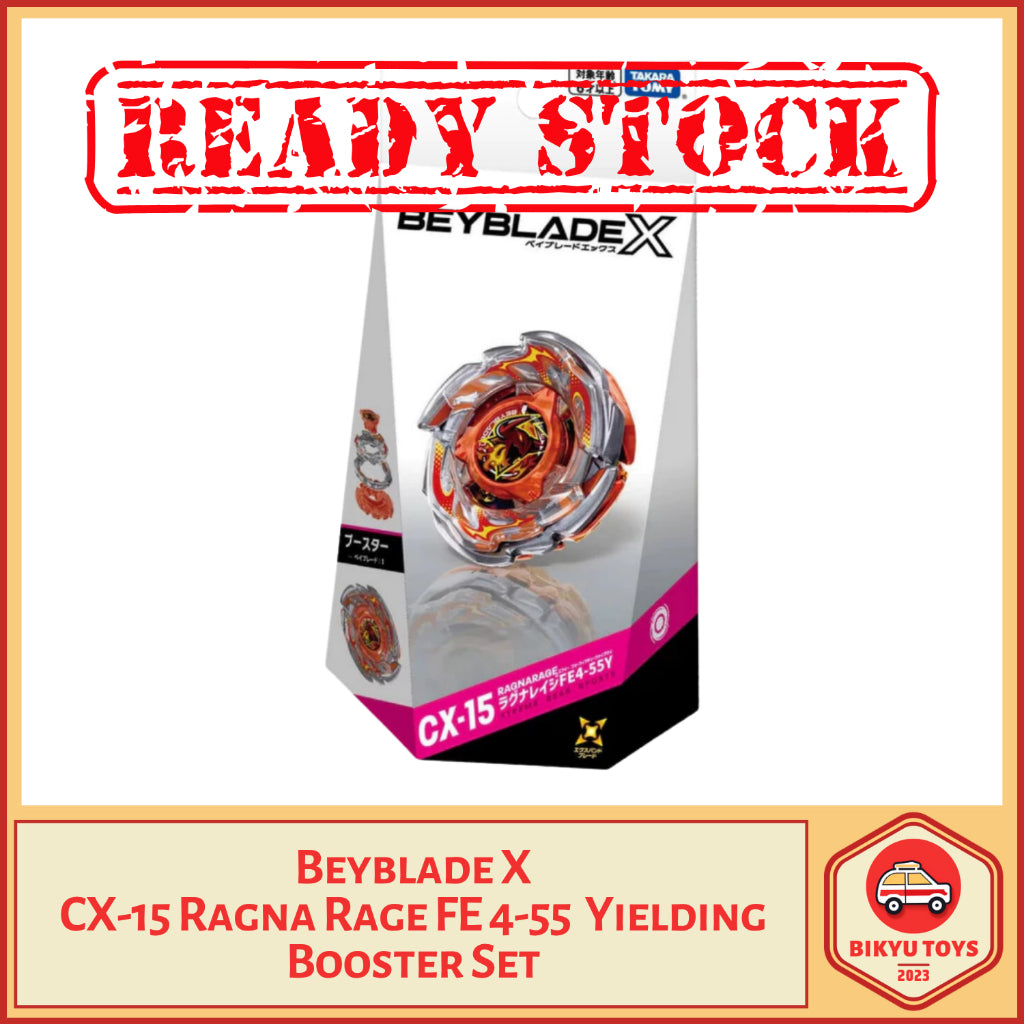 Beyblade X CX-15 Ragna Rage FE Flow Erase 4-55 Bit Yielding Booster Set Takara Tomy