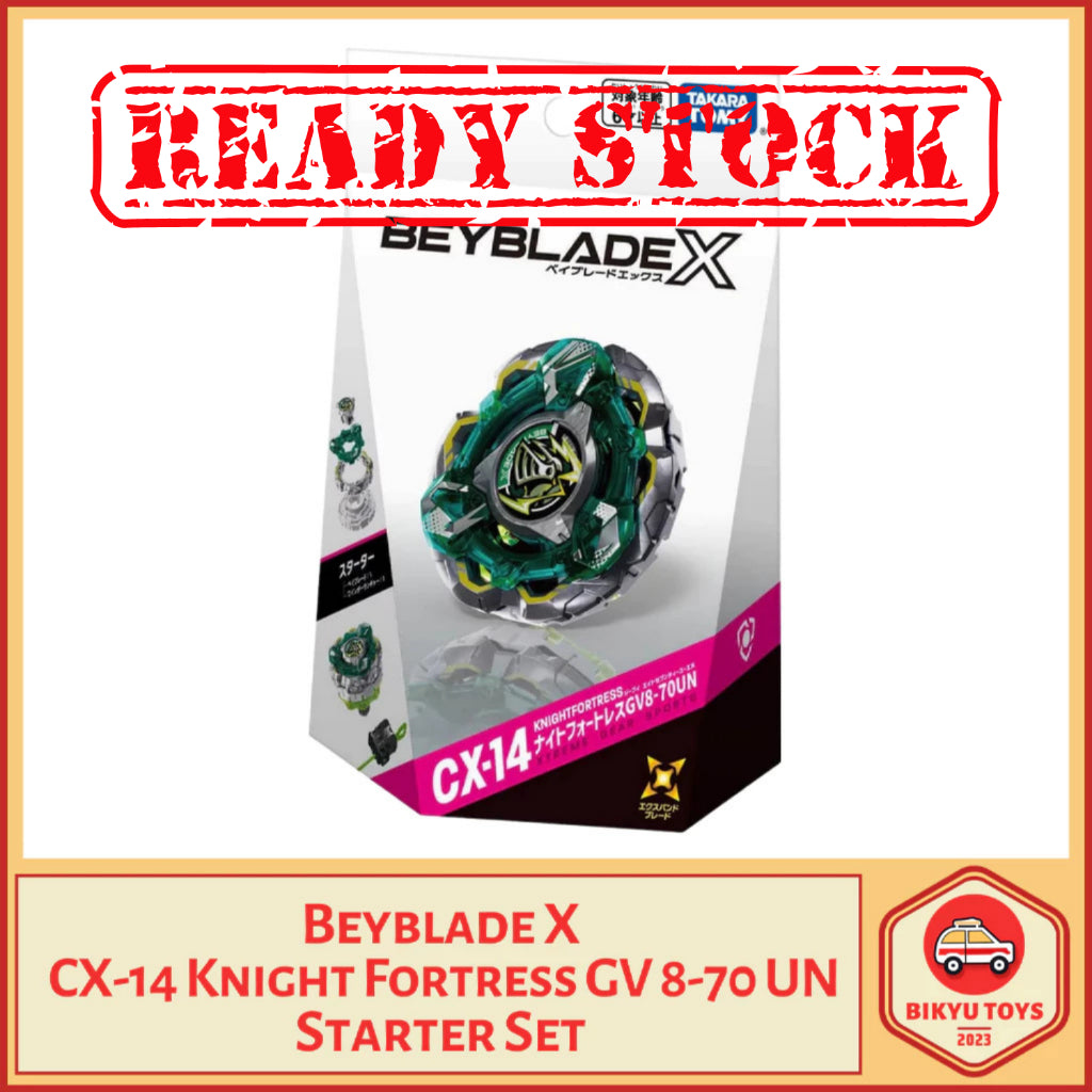 Beyblade X CX-14 Knight Fortress GV Guard Vertical 8-70 Bit UN Under Needle Starter Set Takara Tomy