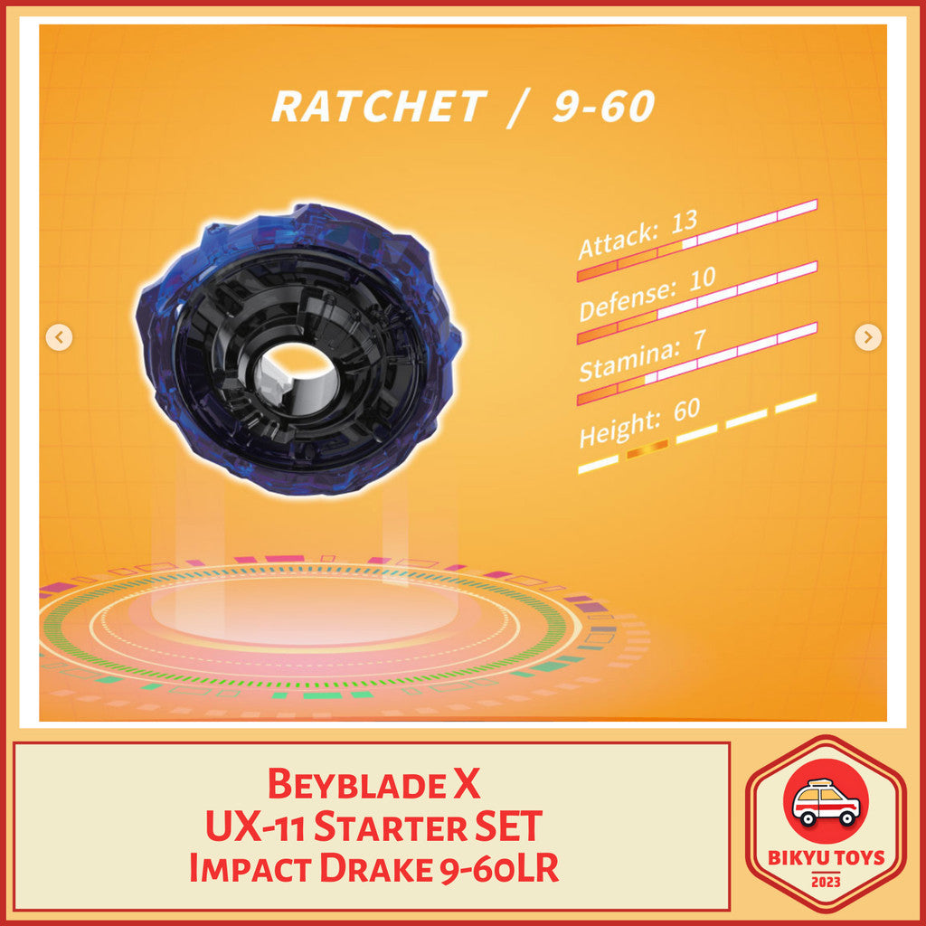 Beyblade X UX-11 Impact Drake 9-60 LR Starter Set Takara Tomy