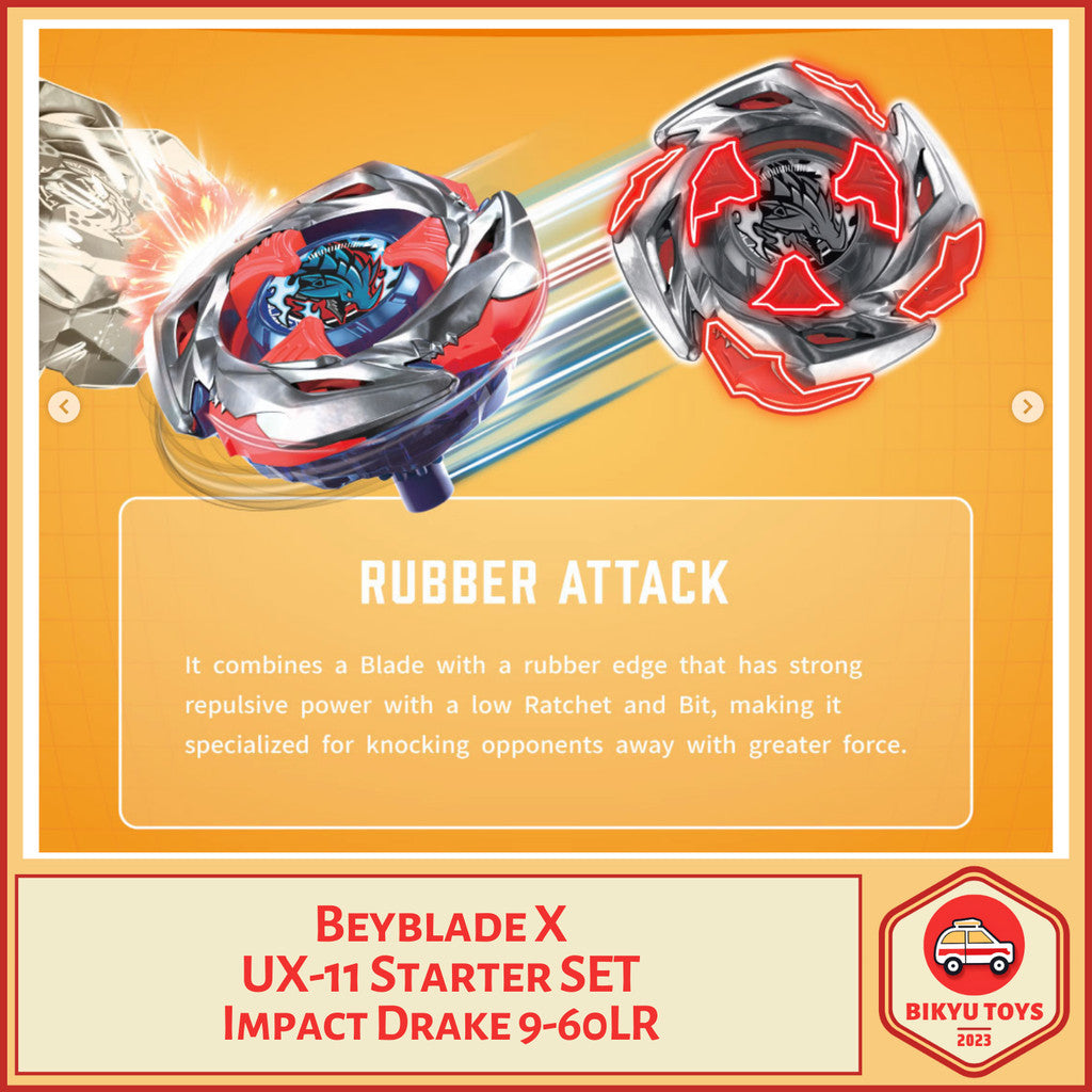 Beyblade X UX-11 Impact Drake 9-60 LR Starter Set Takara Tomy